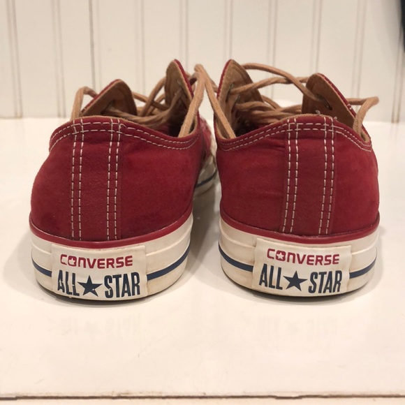 Red suede, light brown laces converse shoes - Picture 2 of 8